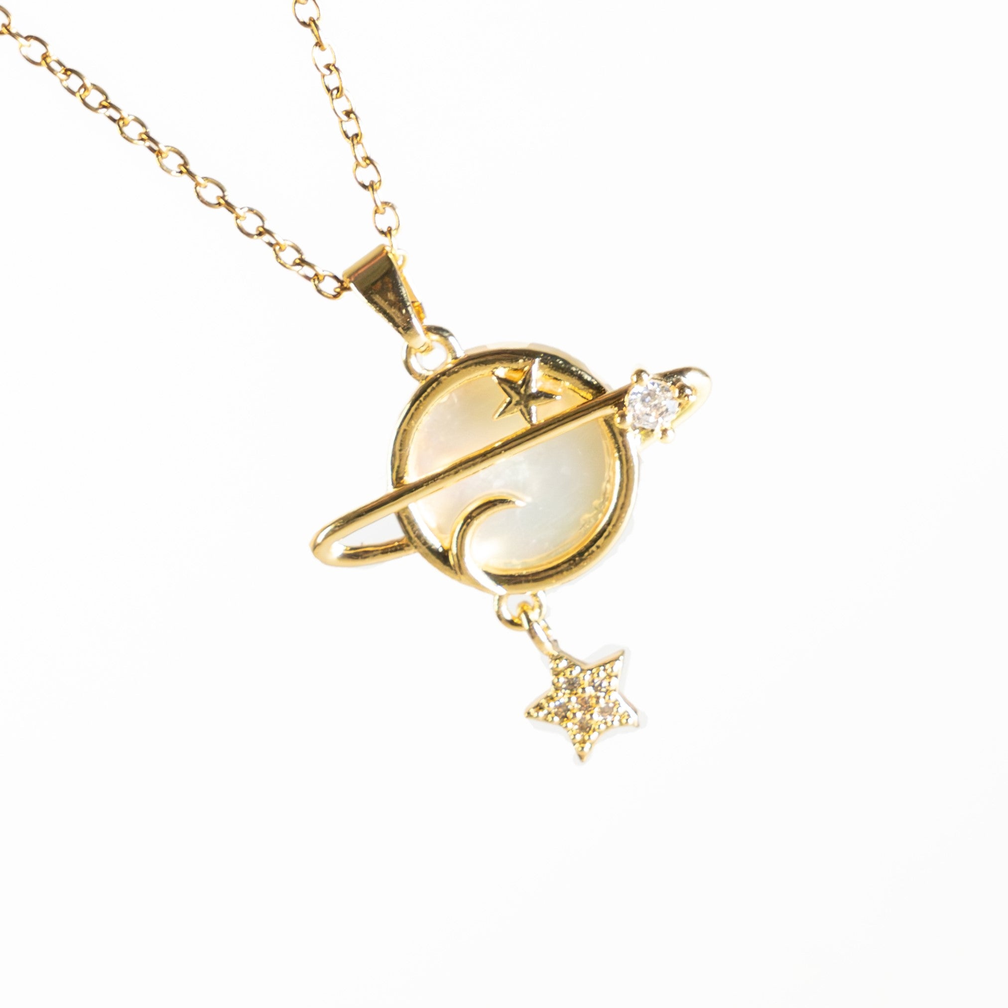 Collier Planète Étoilée Doré