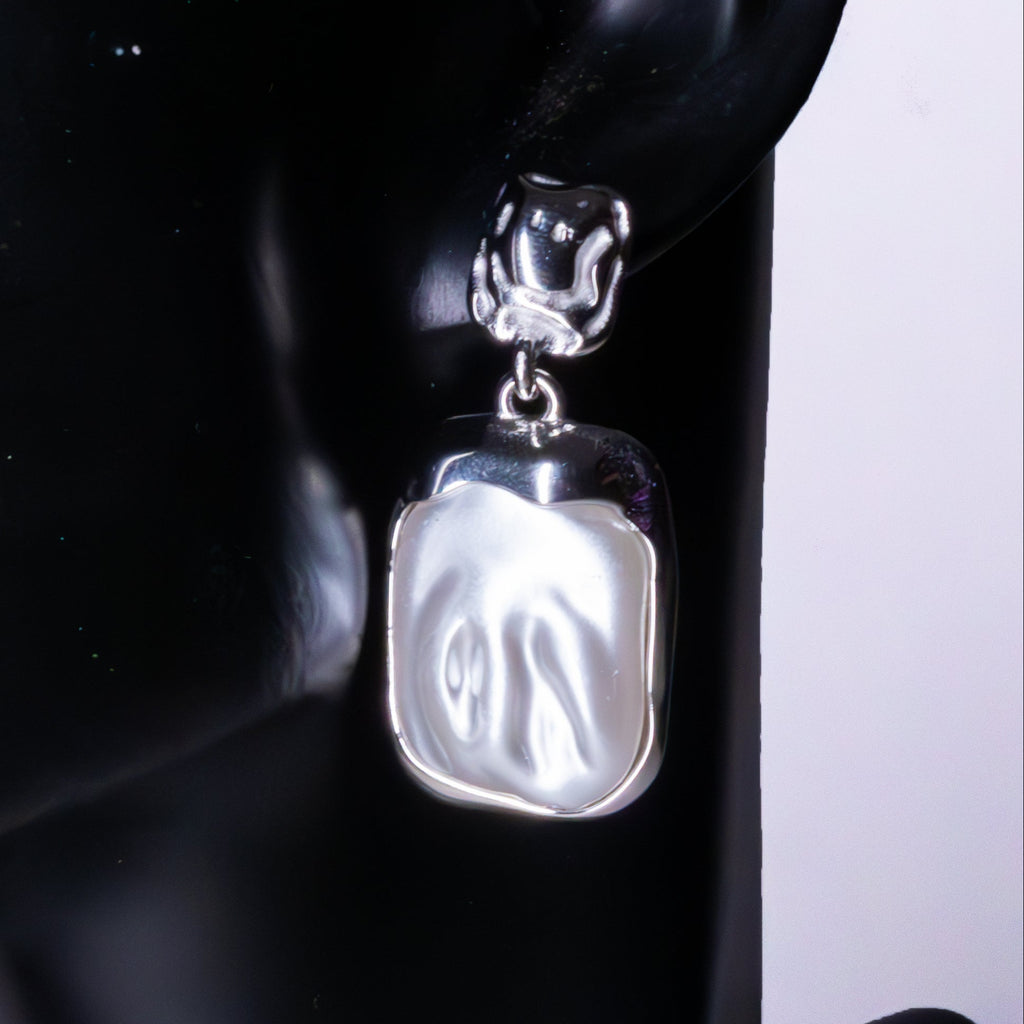 Boucles d'Oreilles Pendantes Nacre Sterling Wave
