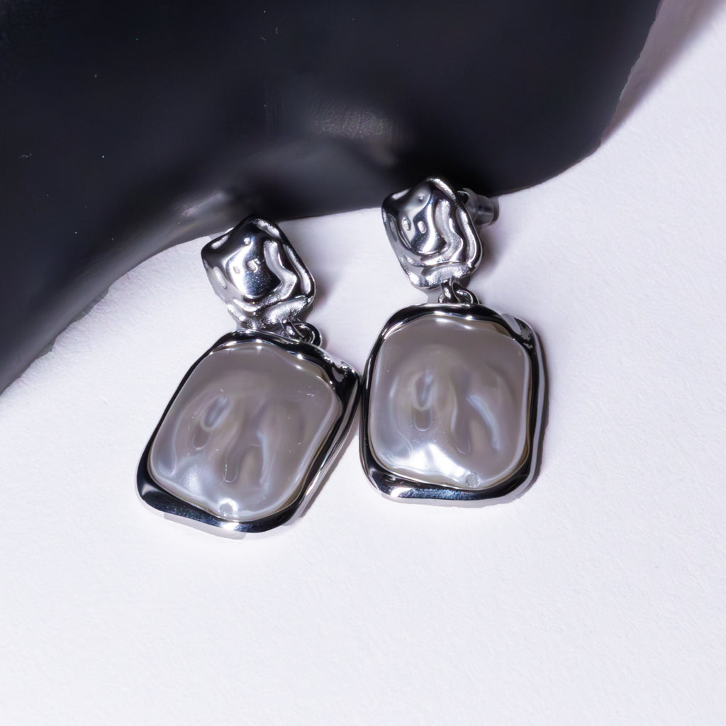 Boucles d'Oreilles Pendantes Nacre Sterling Wave