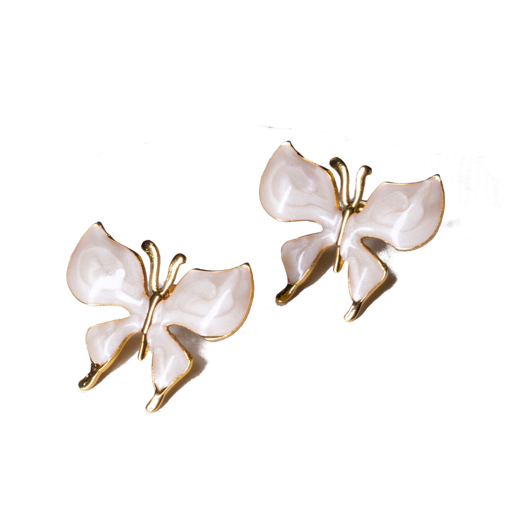 Papillon Nacré — Boucles d’Oreilles Dorées