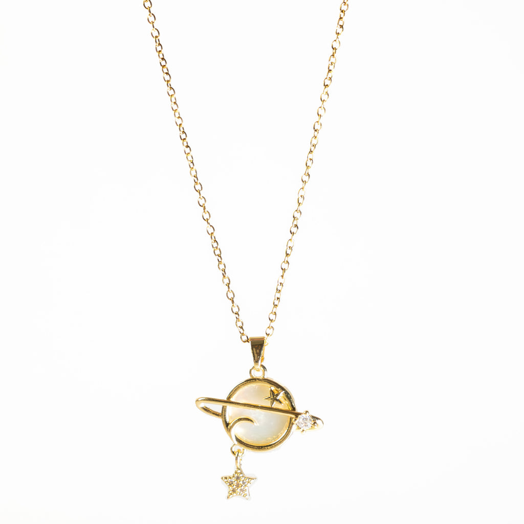 Collier Planète Étoilée Doré
