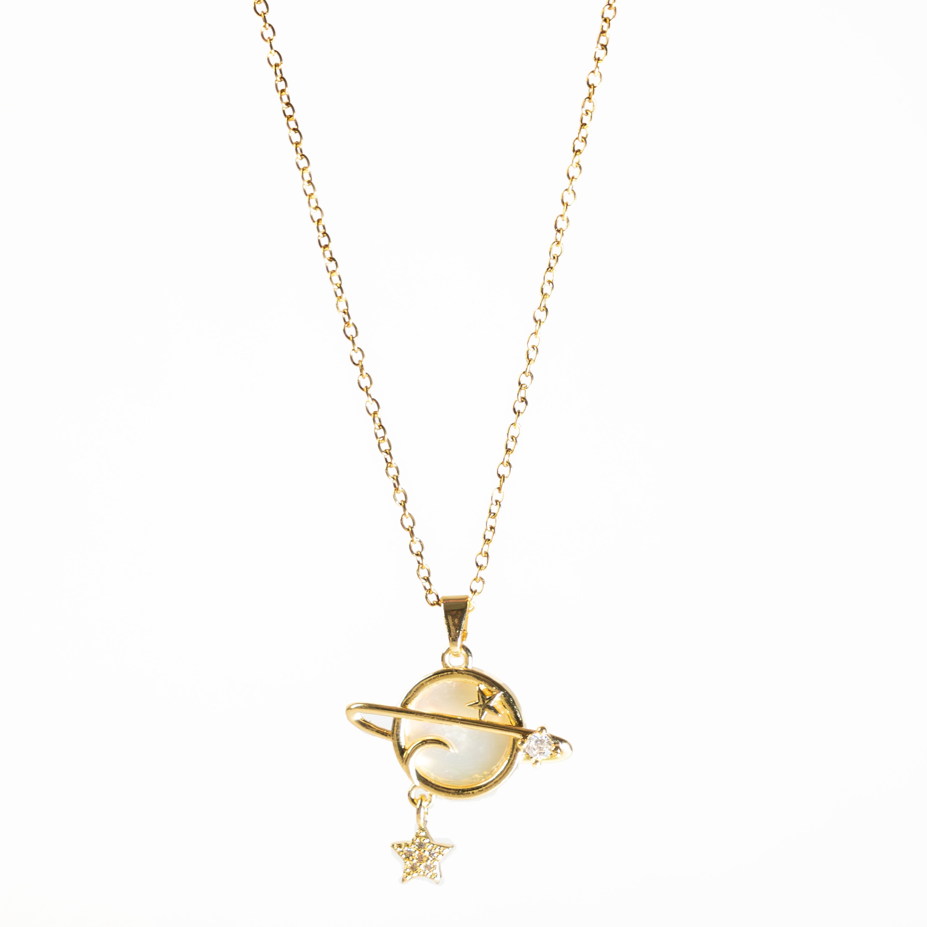Collier Planète Étoilée Doré