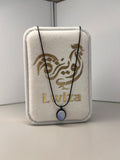 Moonlight Essence Necklace – Black Chain White Stone Pendant