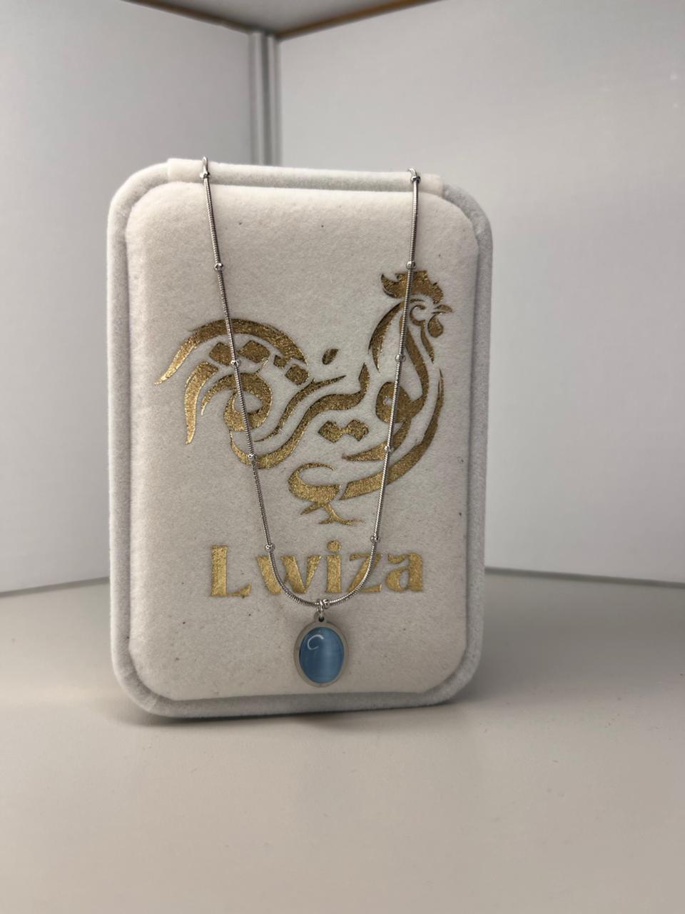 Azure Essence Necklace – Silver Blue Stone Pendant